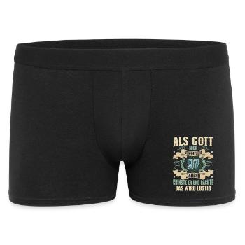 97. Geburtstag Als Gott Mich Schuf Vor - Männer Boxer Shorts - Schwarz - Vorne