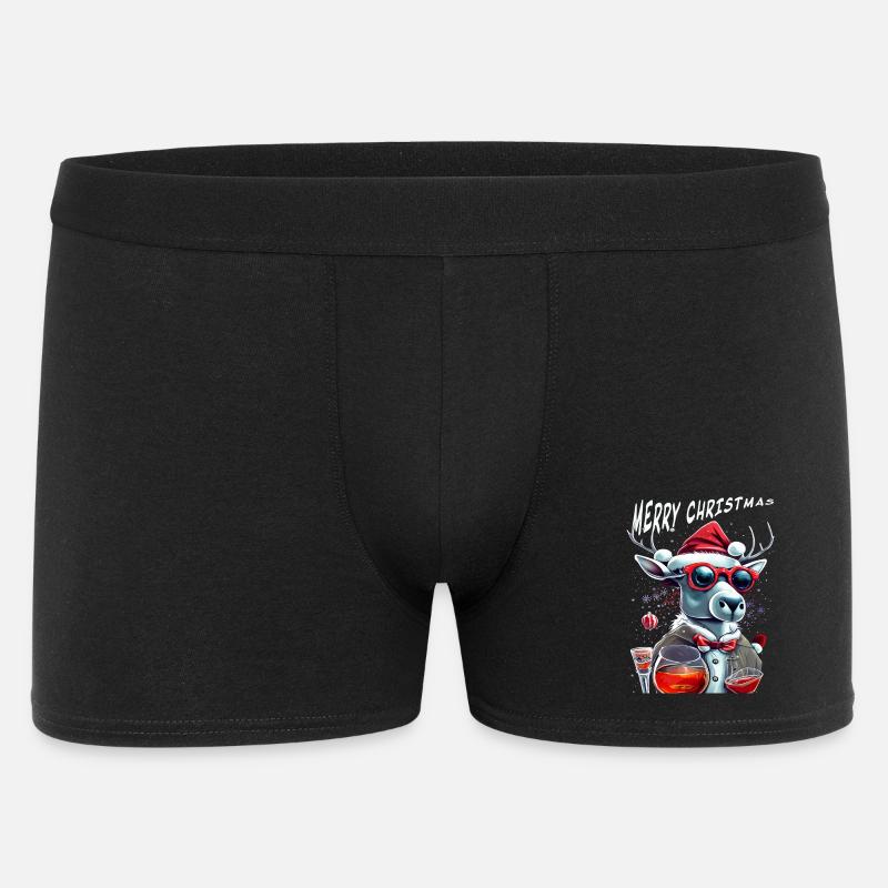 Merry Christmas Rentier - Männer Boxer Shorts - Schwarz