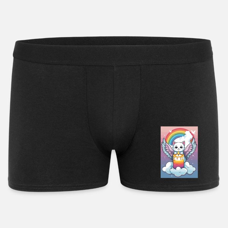 Süßer Katzen Engel - Männer Boxer Shorts - Schwarz