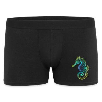 Hippocampe dégradé bleu jaune vert tribal - Boxer Homme - noir - Devant