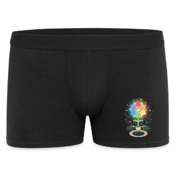 Blume mit Wurzel und Regenbogen Symbol für Pride - Männer Boxer Shorts - Schwarz - Vorne