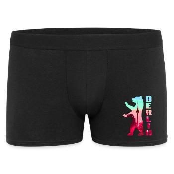 Berliner Bär gefüllt mit Skyline Fernsehturm - Männer Boxer Shorts - Schwarz - Vorne
