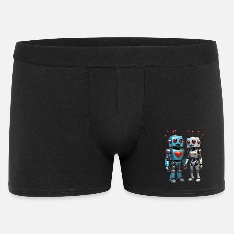Roboter Pärchen - Männer Boxer Shorts - Schwarz