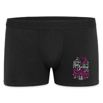 Mein Herz schlägt im Schlagertakt - Männer Boxer Shorts - Schwarz - Vorne