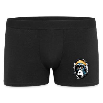 Music Monkey Chimpanzee Headphones as a Gift Idea - Men's Boxer Shorts - black - Front