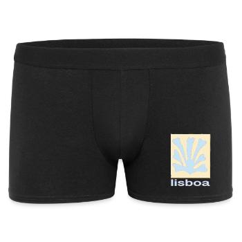 Lisboa Palmenblatt Blau Retro - Männer Boxer Shorts - Schwarz - Vorne
