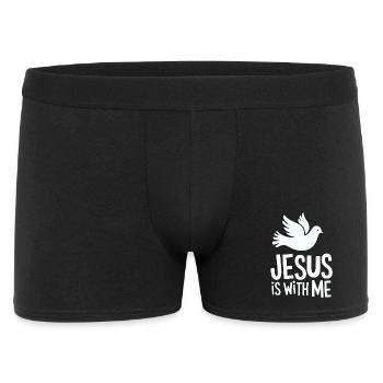 Jesus is with me - Männer Boxer Shorts - Schwarz - Vorne