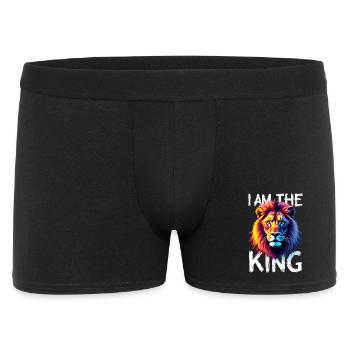 I am the King Löwe - Männer Boxer Shorts - Schwarz - Vorne