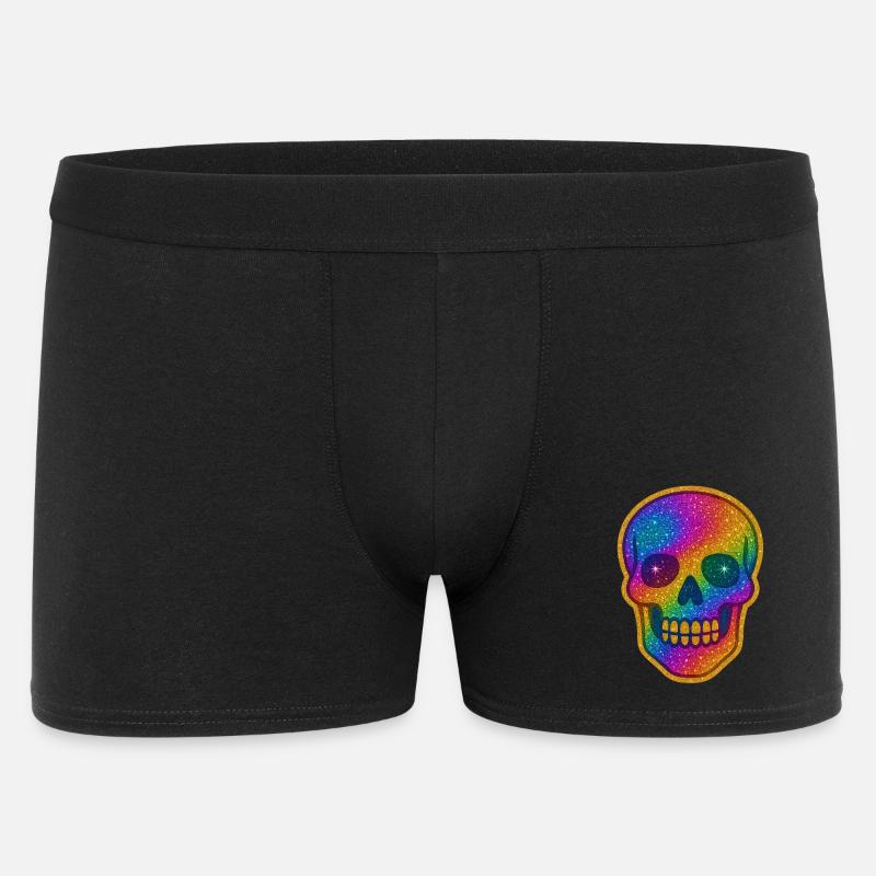 Regenbogen Skull Glitzer zu Halloween - Männer Boxer Shorts - Schwarz