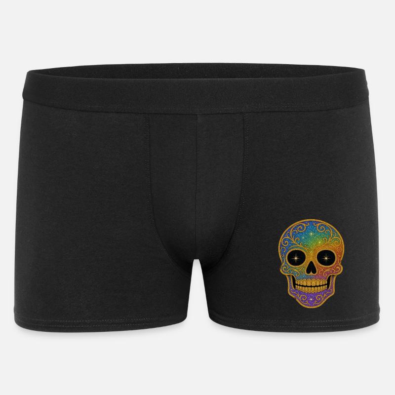 Regenbogen Totenkopf Design - Männer Boxer Shorts - Schwarz