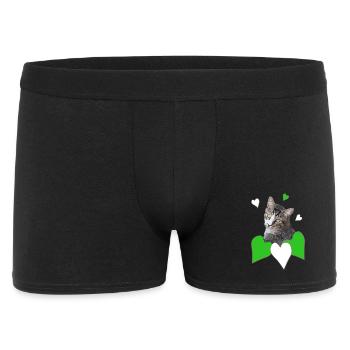 Katzenliebe getigerte Katze grünen Herzen - Männer Boxer Shorts - Schwarz - Vorne