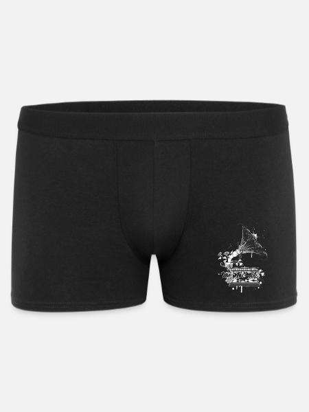 Nostalgic Gramophone – Floral Line Art - Men's Boxer Shorts - black