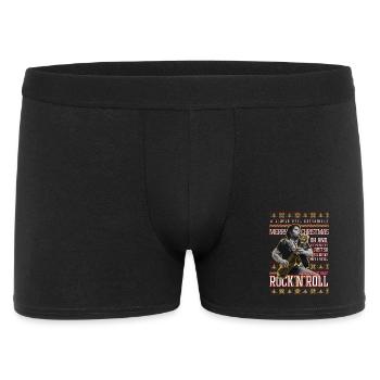 Eddie Rockabilly Saxophon Hässlicher Weihnachtspullover - Männer Boxer Shorts - Schwarz - Vorne