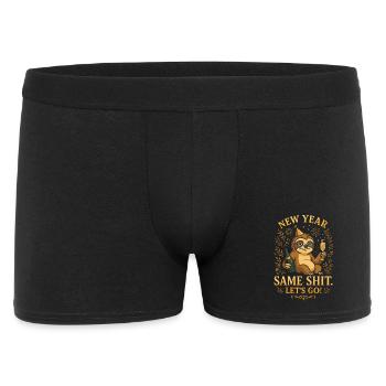 New Year Same Shit – Lustiges Silvester Faultier - Männer Boxer Shorts - Schwarz - Vorne