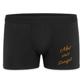 Mut statt Zweifel – Selbstvertrauen Spruch - Männer Boxer Shorts - Schwarz - Vorne
