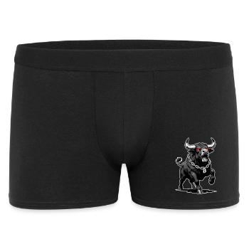 Bitcoin Bulle rote Laseraugen Krypto Bullrun - Männer Boxer Shorts - Schwarz - Vorne