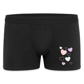 Herz pastell Muster Herzmuster Geschenk Herz  - Männer Boxer Shorts - Schwarz - Vorne
