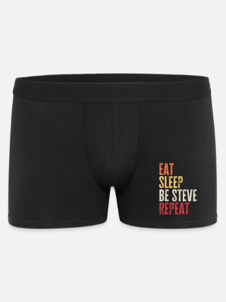 Eat Sleep Be Steve Repeat Retro Name - Men's Boxer Shorts - black
