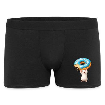 Mouse with Donut – Cute Cartoon Design - Men's Boxer Shorts - black - Front