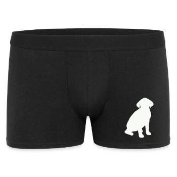 Sitzender Hund Silhouette - Männer Boxer Shorts - Schwarz - Vorne