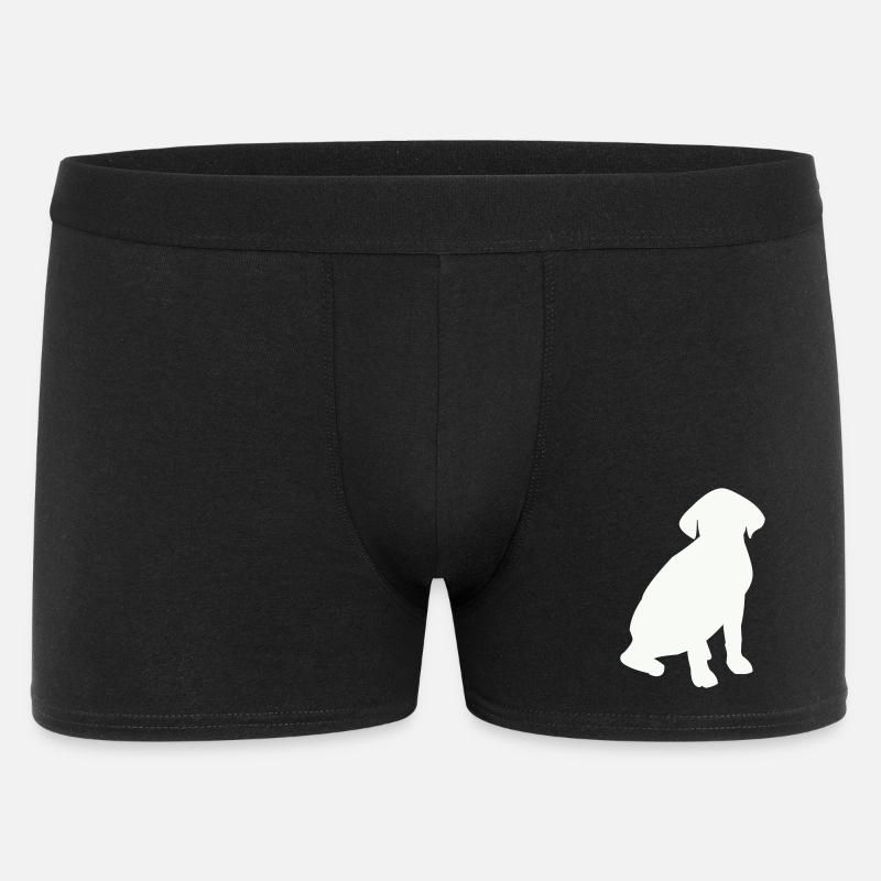 Sitzender Hund Silhouette - Männer Boxer Shorts - Schwarz