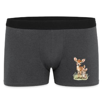🦌🐰Fawn and Tender Bunny – Illustration - Men's Boxer Shorts - charcoal grey - Front