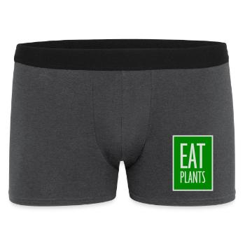 Eat Plants Lustig Vegan Vegetarisch Statement Logo - Männer Boxer Shorts - Anthrazit - Vorne