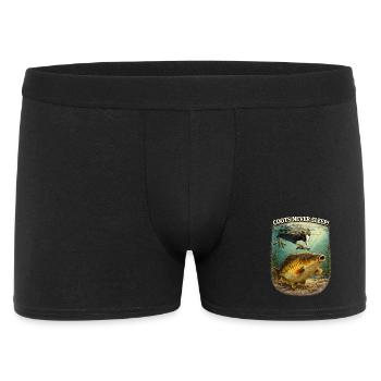 Blässhühner schlafen nie Komisches Karpfenfischen-Design - Männer Boxer Shorts - Schwarz - Vorne