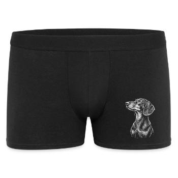 Chemise dessinée en ligne de chien portrait teckel - Boxer Homme - noir - Devant