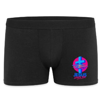 Jesus Loves You Cross Neon - Men's Boxer Shorts - black - Front
