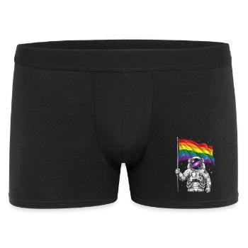 Mois de la fierté LGBT - Astronaute avec un drapeau arc-en-ciel - Boxer Homme - noir - Devant