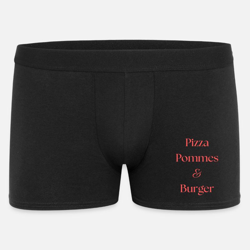 Pizza, Pommes & Burger - Männer Boxer Shorts - Schwarz