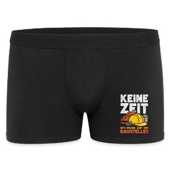 Keine Zeit ich muss auf die Baustelle Handwerker - Männer Boxer Shorts - Schwarz - Vorne