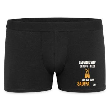Lederhosn Brauch i ned - Sauffa Spruch Tracht - Männer Boxer Shorts - Schwarz - Vorne