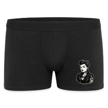 Rebellisches 50s Pin-Up Girl Lederjacke - Männer Boxer Shorts - Schwarz - Vorne