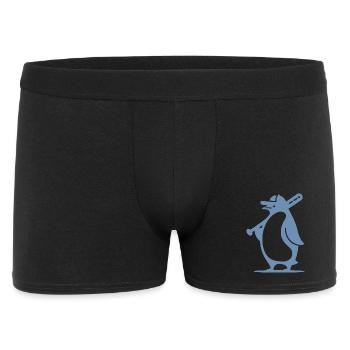 Pinguin Baseballspieler Silhouette - Männer Boxer Shorts - Schwarz - Vorne