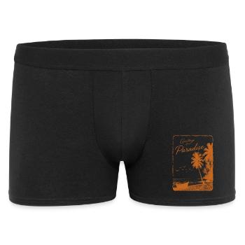 Grüße aus dem Paradies - Männer Boxer Shorts - Schwarz - Vorne
