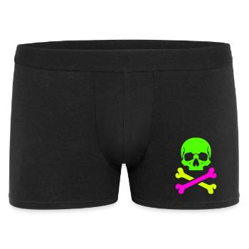 Neon Schädel Gekreuzte Knochen Bunter Pirat Skull - Männer Boxer Shorts - Schwarz - Vorne