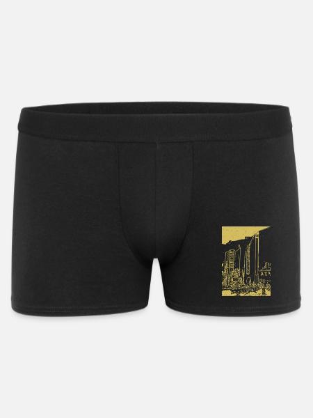 Goldene Stadtsilhouette Nacht - Männer Boxer Shorts - Schwarz