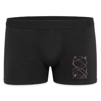 Pinkes Abstraktlinien-Doodle - Männer Boxer Shorts - Schwarz - Vorne