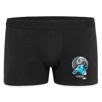 loyal wolf moon tee shirt Wölfe Mond blue - Männer Boxer Shorts - Schwarz - Vorne