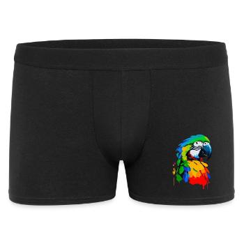 Peinture à l’huile d’un perroquet coloré - Boxer Homme - noir - Devant