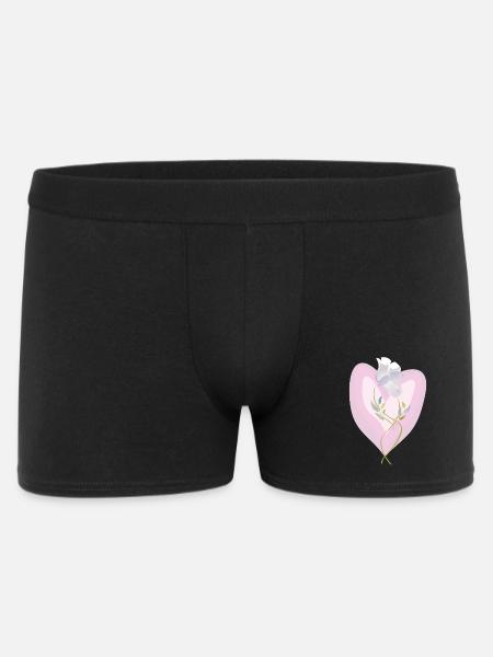 Sanfte weiße Tulpe Herz Illustration - Männer Boxer Shorts - Schwarz