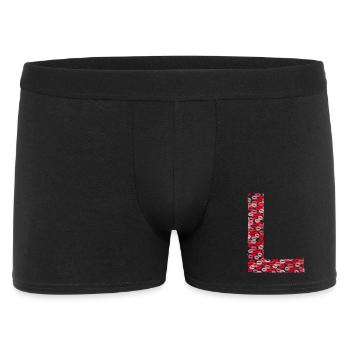 T-Shirt-Küsse - Buchstabe L - Männer Boxer Shorts - Schwarz - Vorne
