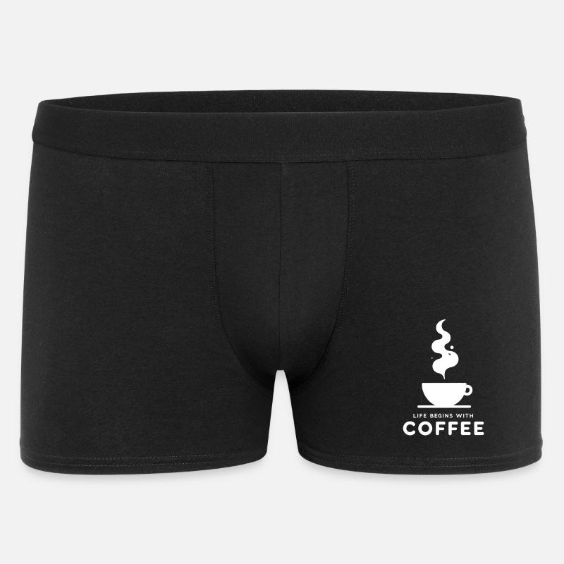 life begins with coffee - Männer Boxer Shorts - Schwarz