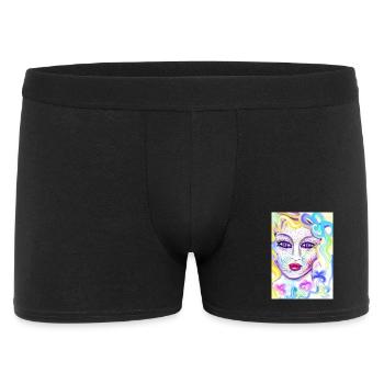 Farbenfrohe Fantasieporträtdesign - Männer Boxer Shorts - Schwarz - Vorne
