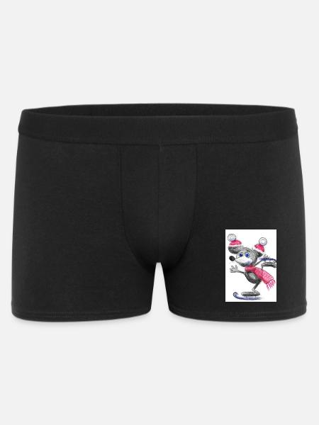 Festliche Maus mit Weihnachtsmütze - Männer Boxer Shorts - Schwarz