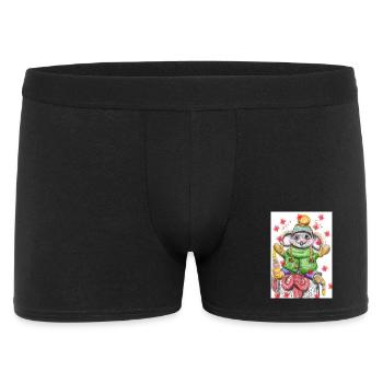 Niedliche Maus im Winteroutfit - Männer Boxer Shorts - Schwarz - Vorne