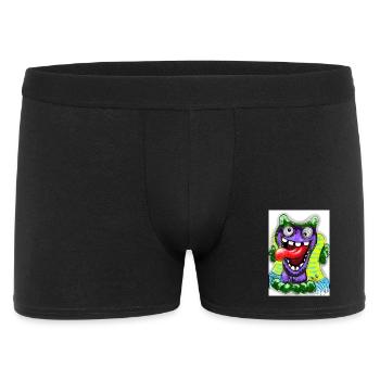 Bunter Cartoon Monster mit Riesenzunge - Männer Boxer Shorts - Schwarz - Vorne
