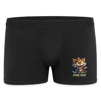 Mad Cat - Chat Fou - Cartoon - Men's Boxer Shorts - black - Front